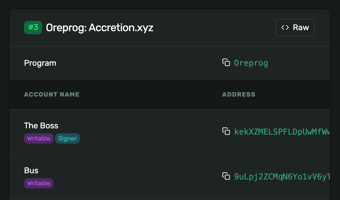 My program shows an Instruction as Accretion.xyz in the official Solana explorer, even though it should be “Mine”